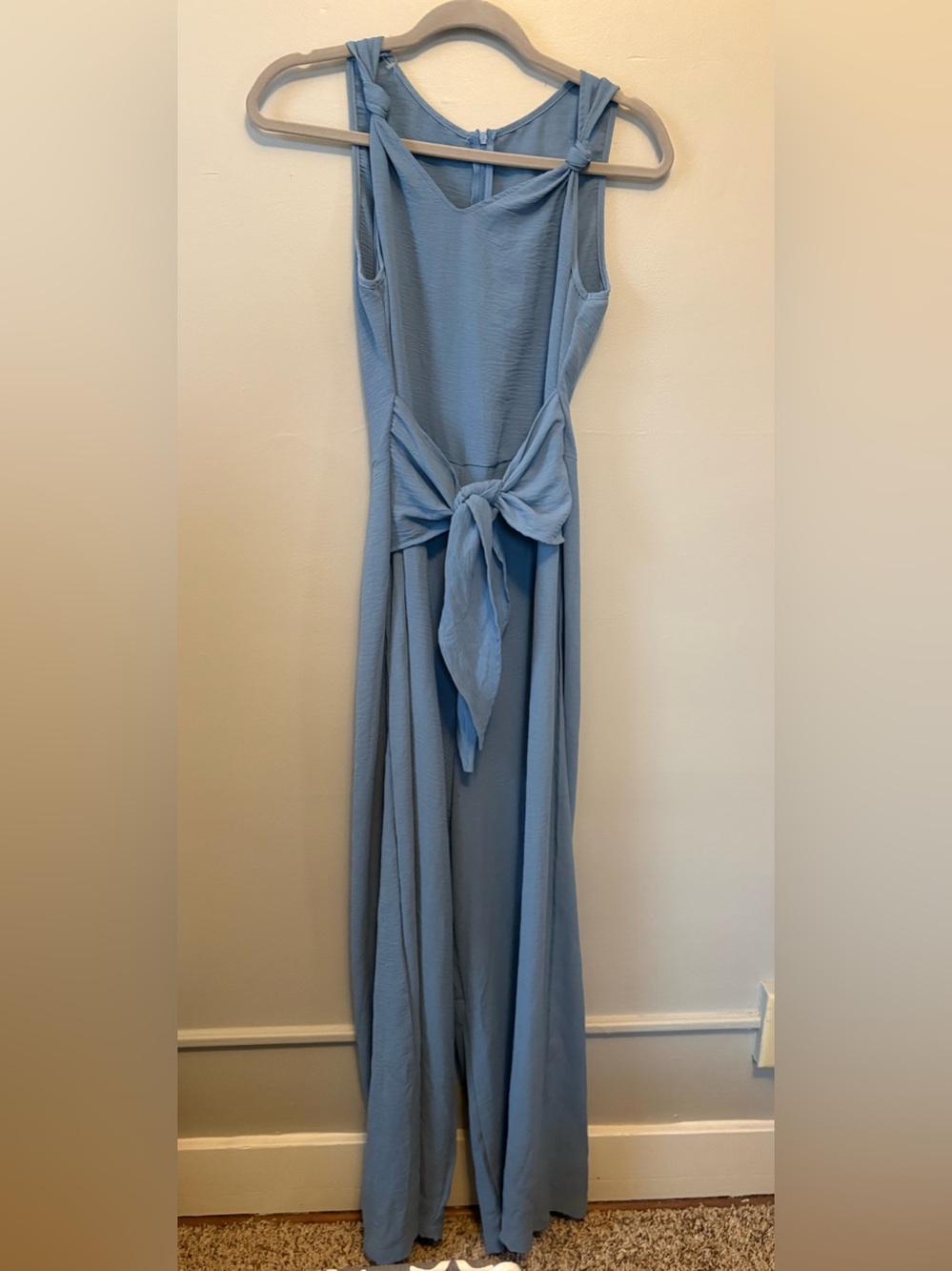 SHEIN Powder Blue Sleeveless Wide-Leg Jumpsuit with Front Tie